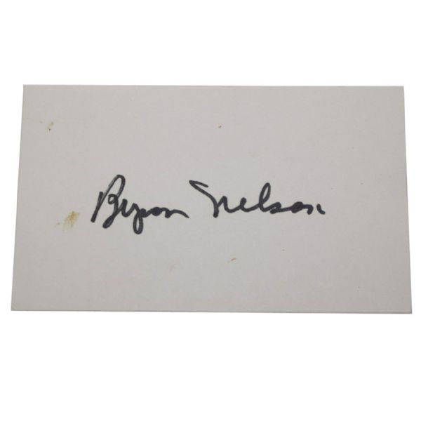 Byron Nelson Autographed 3x5 Card JSA COA