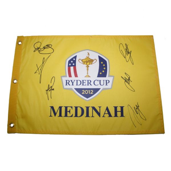 2012 Ryder Cup Flag Signed by 6 European Stars including Rory! JSA COA