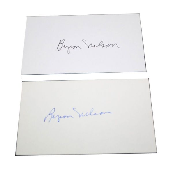 Lot of Two Byron Nelson Signed 3x5 Cards JSA COA