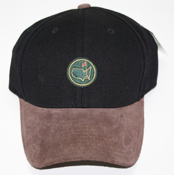 Augusta National Members Black Circle Patch Hat with Brown Bill