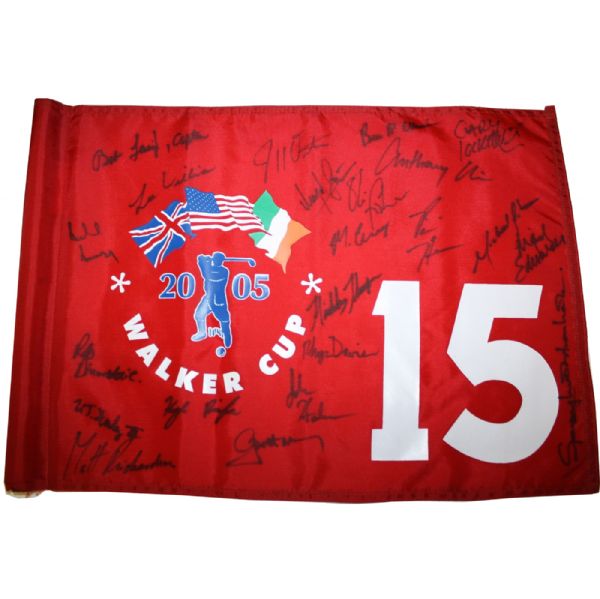 2005 Course Flown Walker Cup Flag Signed by Full European and USA Squads-Chicago Golf Club JSA COA