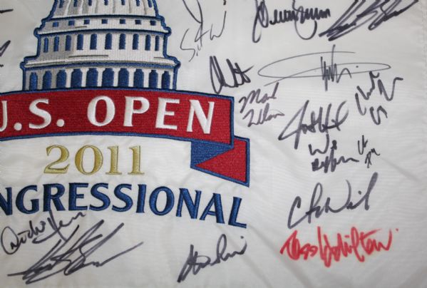 2011 Field Signed US Open Embroidered Flag JSA COA