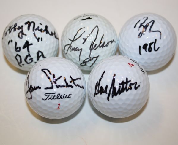 Lot of 5 PGA Champions Signed Golf Balls JSA COA