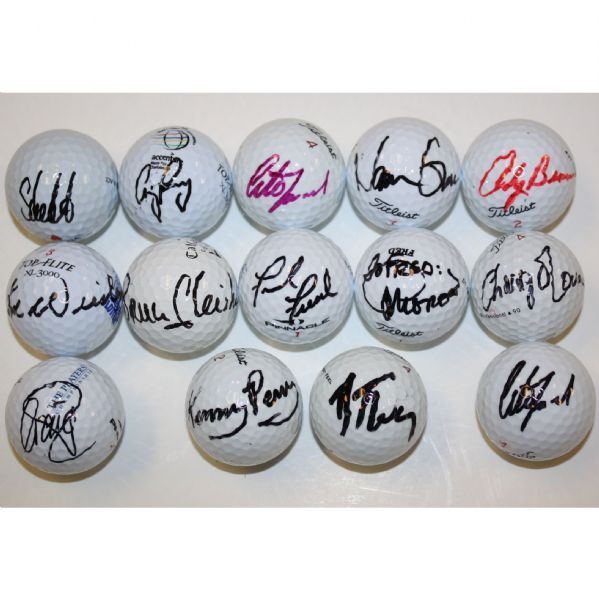 Lot of 14 Signed Golf Balls JSA COA