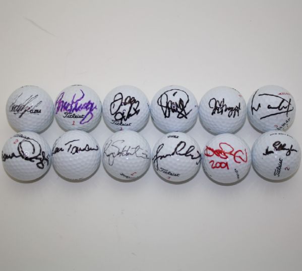 Lot of 12 Miscellaneous Signed Golf Balls (2) JSA COA