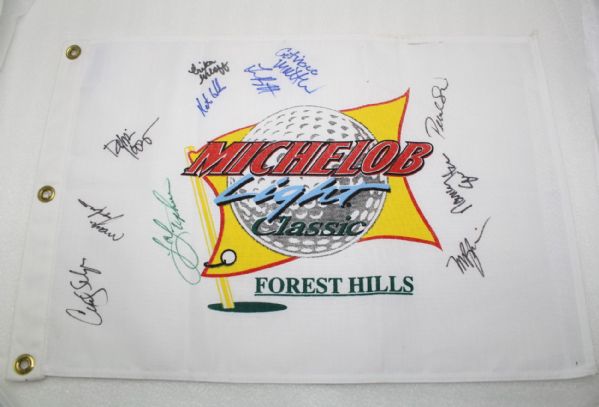 LPGA Michelob Lite Multi-Signed Flag - Forest Hills - 11 Signatures JSA COA 