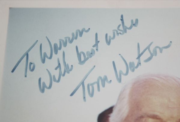 Tom Watson Signed Masters 8x10 Photo to PGA President Warren Orlick JSA COA