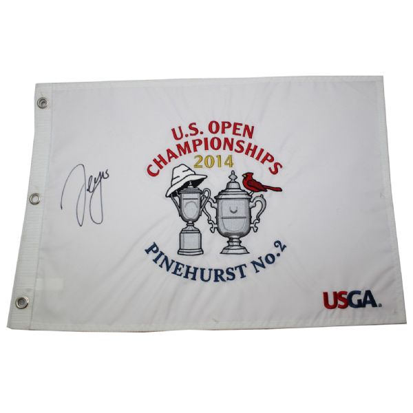 Sergio Garcia Signed 2014 US Open Dual Logo Embroidered Pinehurst #2 Flag JSA COA