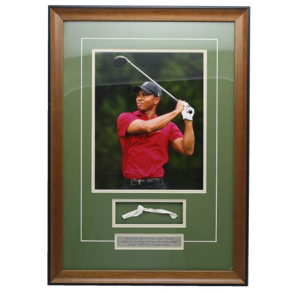 Framed Tiger Woods Piece of Golfers Tape used in 2009 PGA Championship Final Round