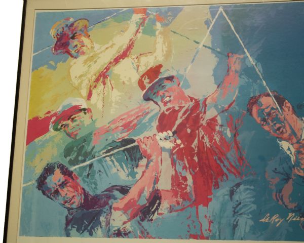 1983 LeRoy Neiman US Open Oakmont Signed Framed Original Poster - JSA COA