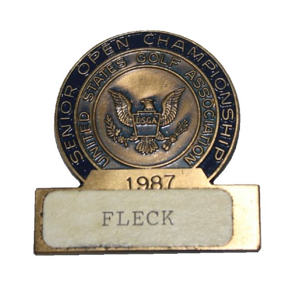 Jack Fleck's 1987 US Senior Open Contestant Pin-First of Gary Player's Back-to-Back 