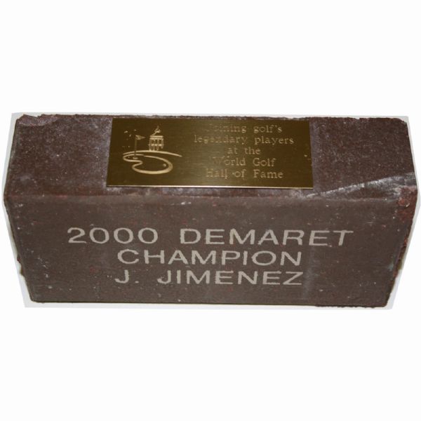 World Golf Hall of Fame Champions Brick Presented to Joe Jimenez for 2000 Liberty Mutual Legends Victory