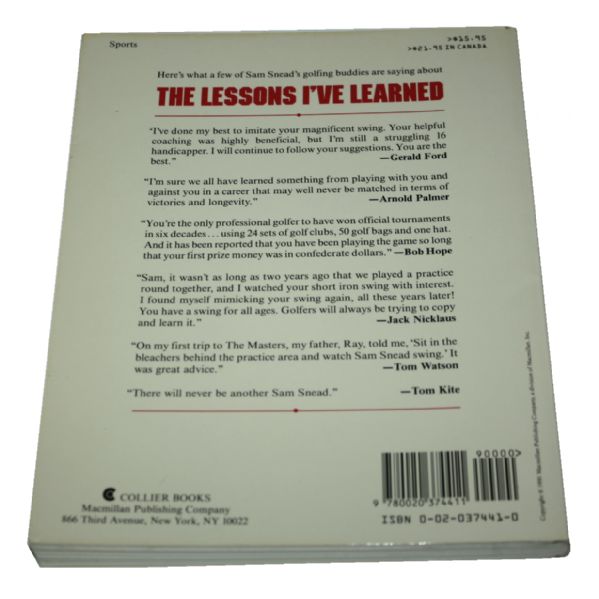 Sam Snead Signed Book 'The Lessons I've Learned' JSA COA