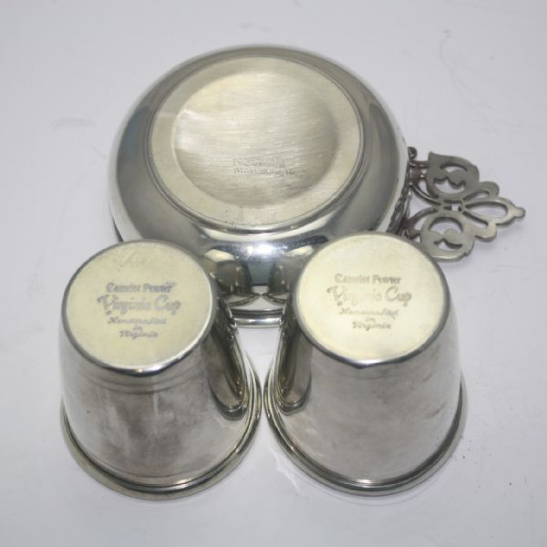 Jack Fleck's Lot of 3 Pewter Gifts From Virginia Bank Sr. PGA: Two Cups and One Bowl