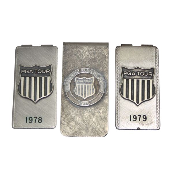  Jack Fleck's 1976 (Sterling Silver), 1978, and 1979 PGA Tour Money Clips