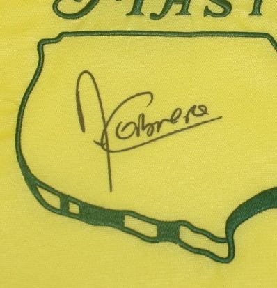 Angel Cabrera Signed Masters 2009 Embroidered Flag JSA COA