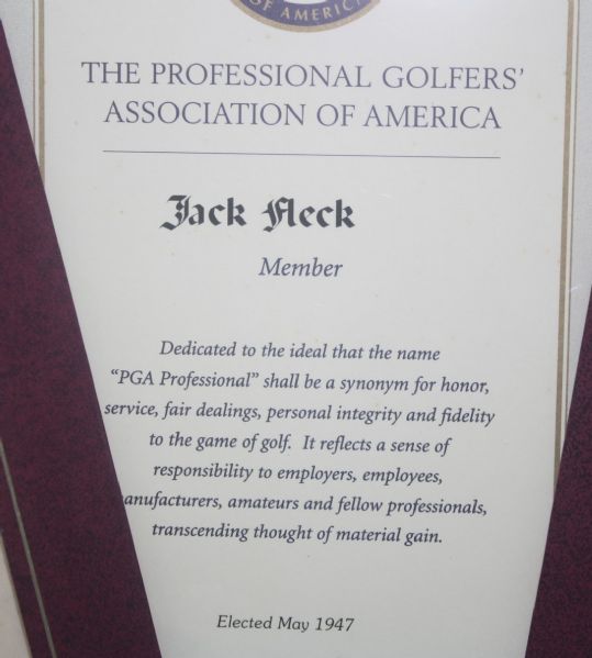 Jack Fleck PGA Member Certificate, and Two National Golf Foundation Facility Member Certs 