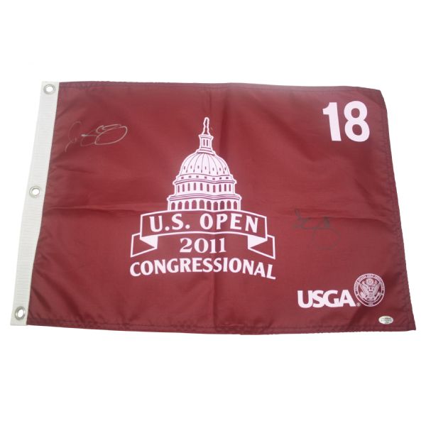 Rory McIlroy and Adam Scott Signed 2011 US Open Flag - Congressional JSA COA