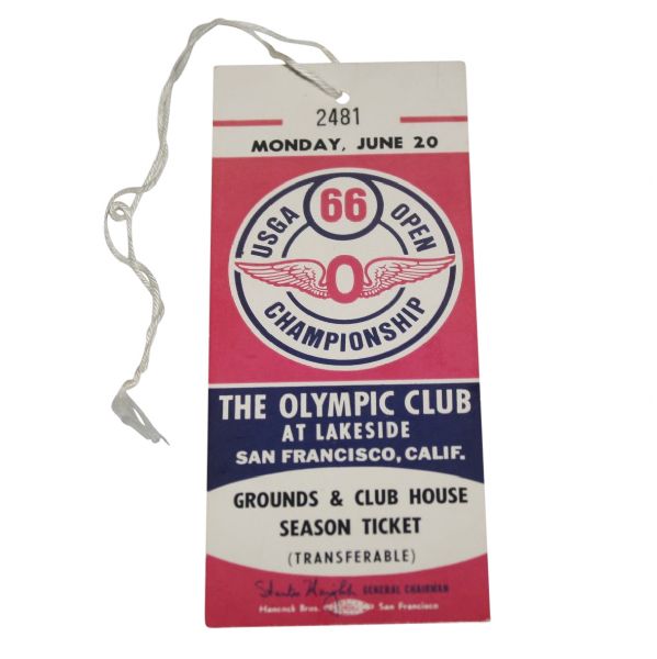 1966 US Open Playoff Ticket - Palmer vs Casper - Olympic Club
