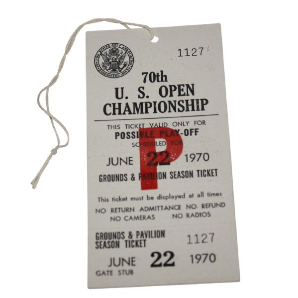 1970 US Open Unused Playoff Ticket - Hazeltine