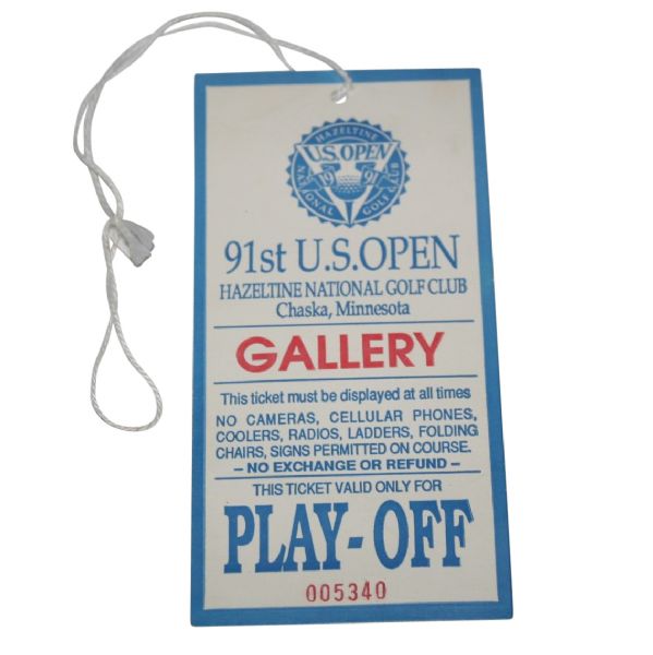 1991 US Open Playoff Ticket - Hazeltine - Payne Stewart Victory
