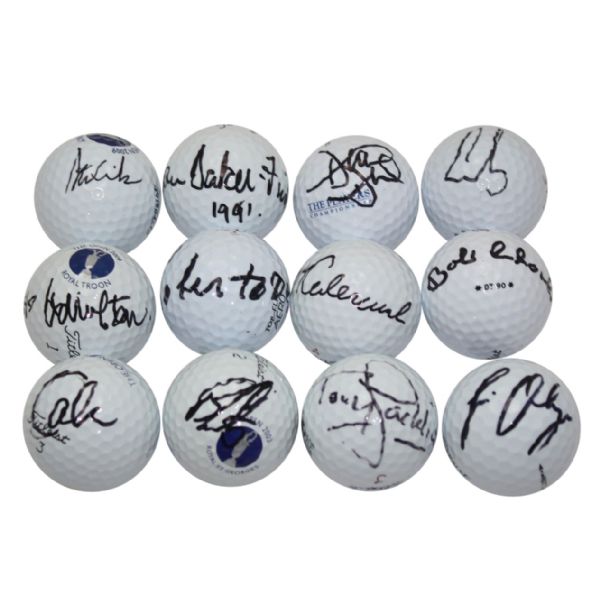 Lot of Twelve: OPEN Champions Signed Golf Balls JSA COA