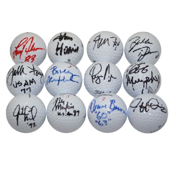 Lot of Twelve: US Amateur Champions Signed Golf Balls JSA COA