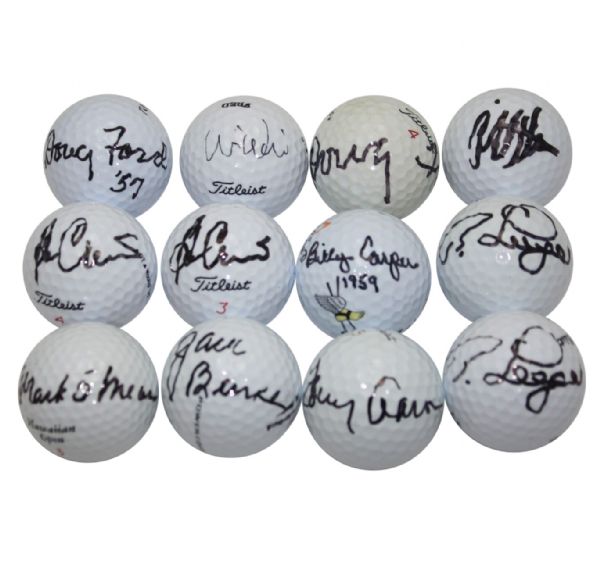 Lot of Twelve: Masters Champions Signed Golf Balls JSA COA