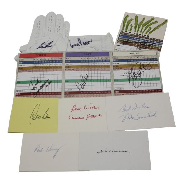 Lot of Signed Scorecards, Gloves, Cuts, and 3 Unsigned Books JSA COA