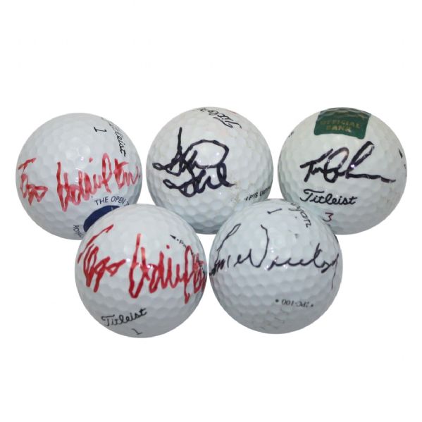 Lot of Five Signed Golf Balls - British Open Champions JSA COA
