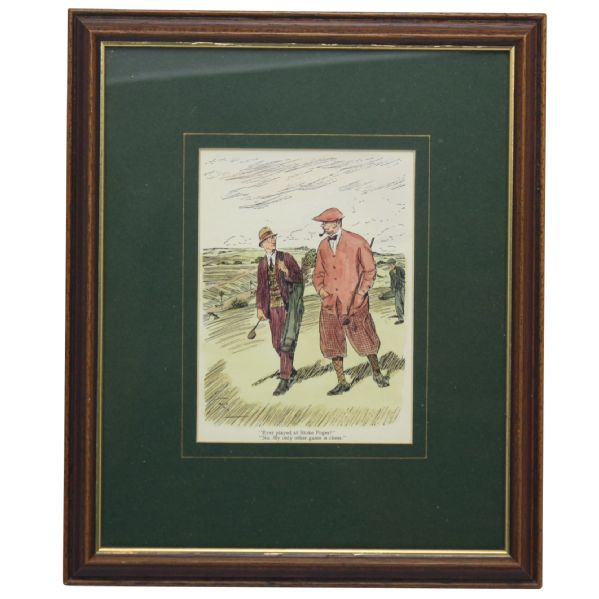 Antique Golf Color Lithograph from British 1930's Periodical Punch