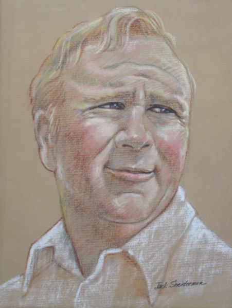 Arnold Palmer Original Singed Pencil/Chalk PGA Tour Portrait by Jack Sneiderman - Drawn in 1968