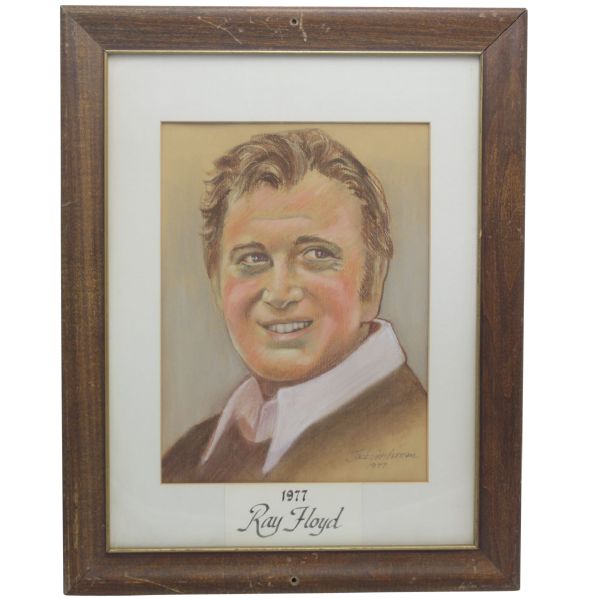 Ray Floyd Original Signed Pencil/Chalk PGA Tour Portrait by Jack Sneiderman - Drawn in 1977