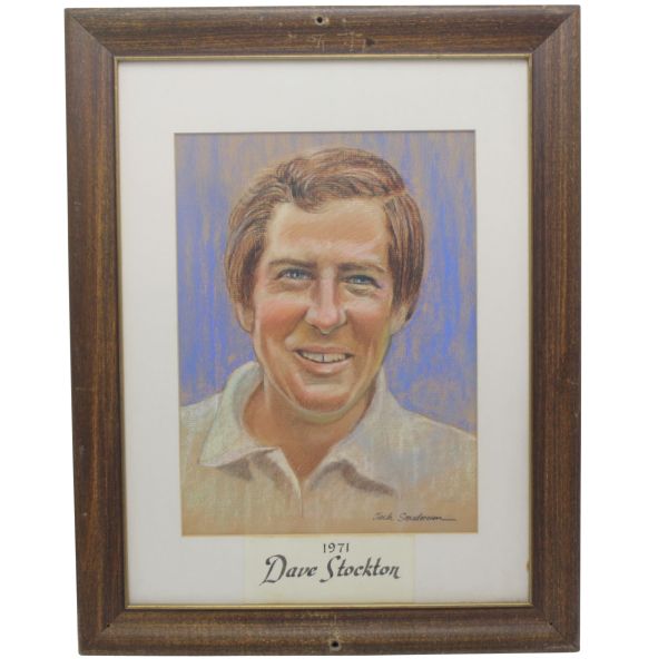 Dave Stockton Original Signed Pencil/Chalk PGA Tour Portrait by Jack Sneiderman - Drawn in 1971