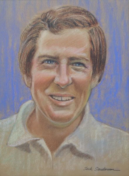 Dave Stockton Original Signed Pencil/Chalk PGA Tour Portrait by Jack Sneiderman - Drawn in 1971