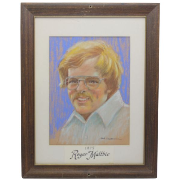 Roger Maltbie Original Signed Pencil/Chalk PGA Tour Portrait by Jack Sneiderman - Drawn in 1975