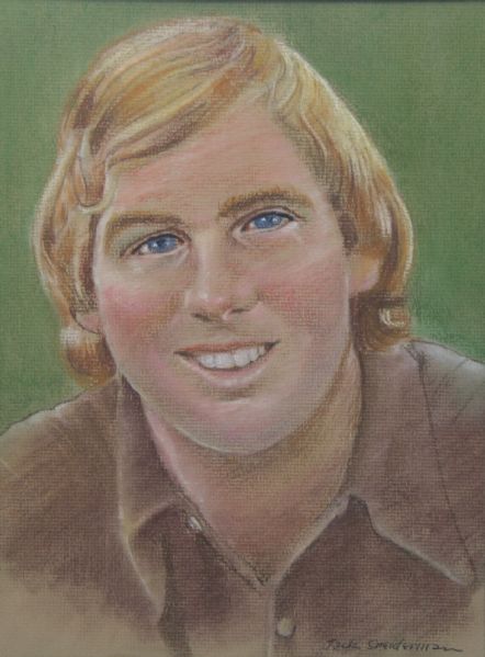 Lanny Wadkins Original Signed Pencil/Chalk PGA Tour Portrait by Jack Sneiderman - Drawn in 1973