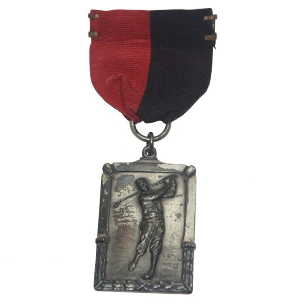 Frank Stranahan's 1942 Southern Collegiate Golf Runner-Up Sterling Medal with Ribbon  