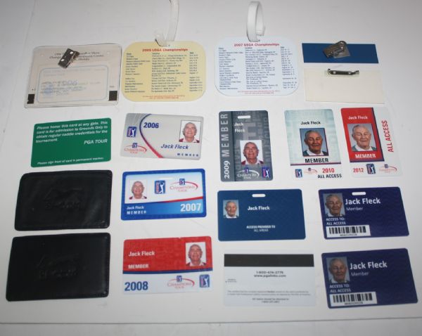  18 Item Misc. Jack Fleck Lot of PGA & Champions Tour All Access Badges and Others