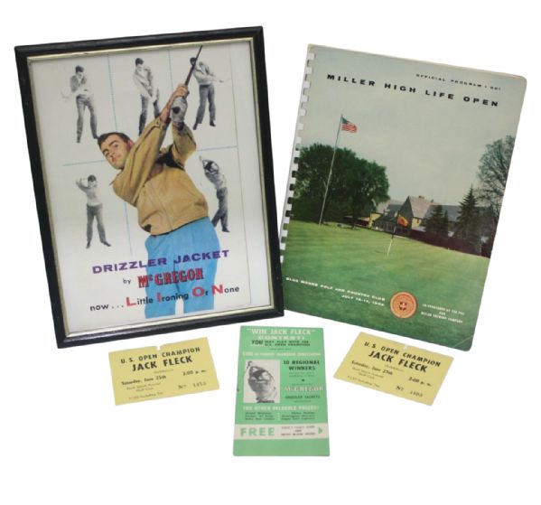 Lot of Jack Fleck 1955 Post Open Win Items MacGregor Original Advertising/Exhibitions 