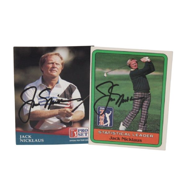 Jack Nicklaus Signed Golf Cards: Donruss Stat Card and 1991 Pro Set Card JSA COA