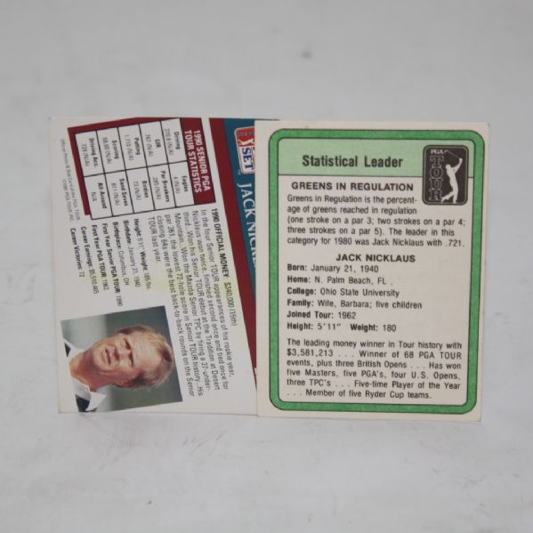Jack Nicklaus Signed Golf Cards: Donruss Stat Card and 1991 Pro Set Card JSA COA