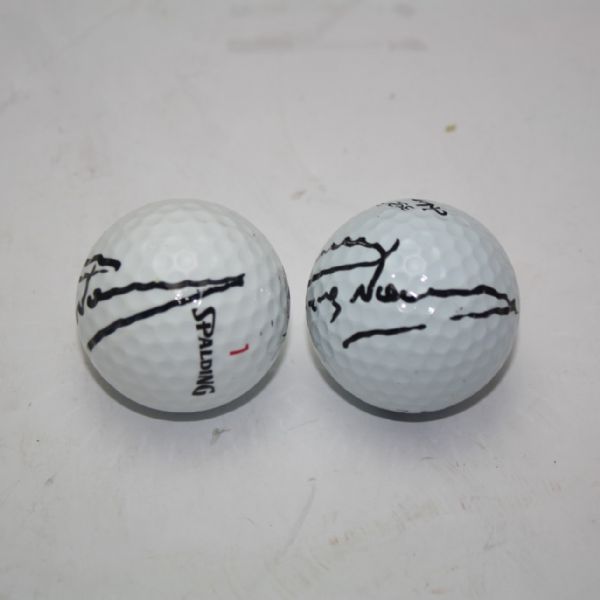 Lot of Two Greg Norman Signed Golf Balls JSA COA