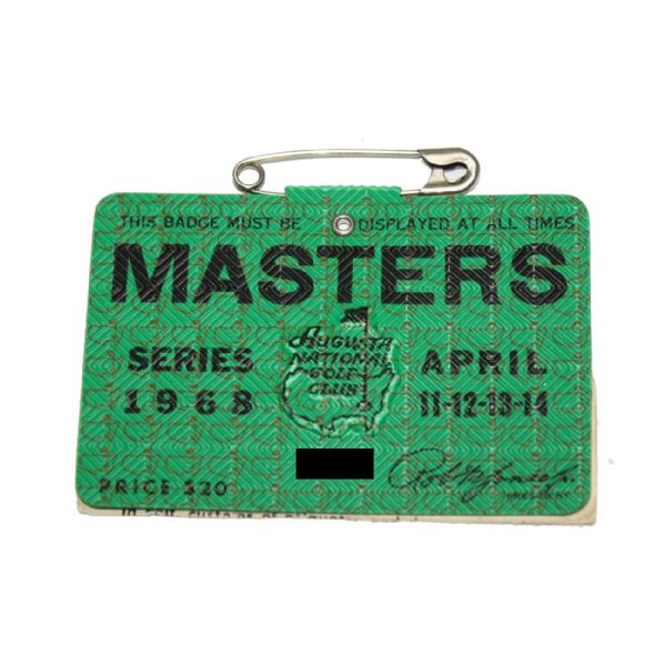 1968 Masters Badge Bob Goalby wins!
