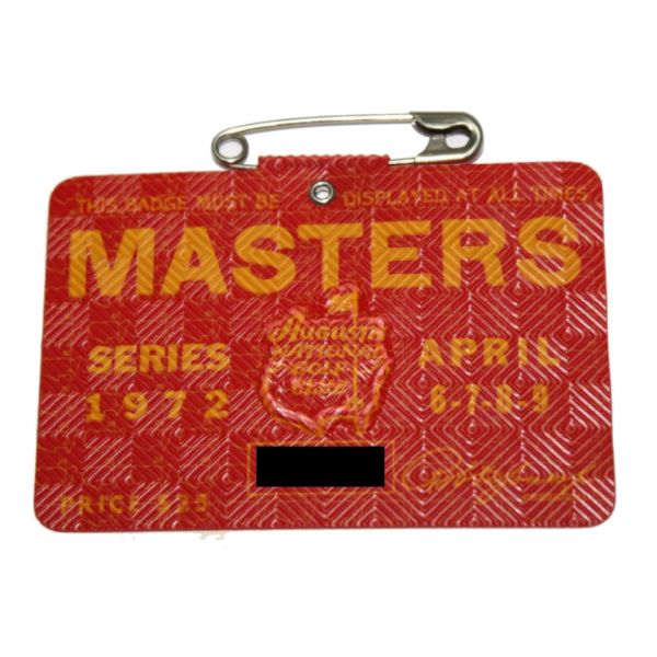 1972 Masters Badge - Nicklaus Victory