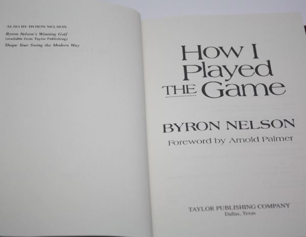 Byron Nelson Signed Book 'How I played the Game' - 412/500