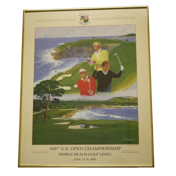 100th US Open Depicting Nicklaus, Watson, and Kite at Pebble Beach by Nick Leaskou