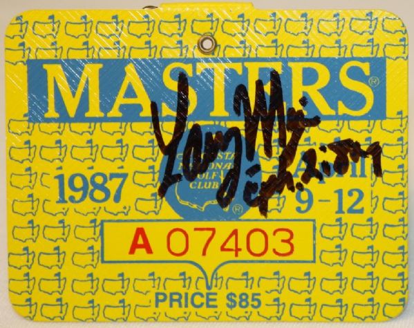 1987 Larry Mize Autographed Masters Badge