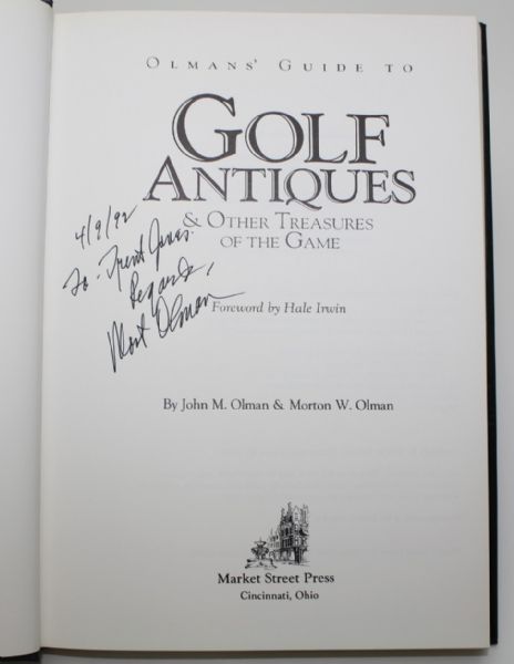 Signed to R.T. Jones SR-Olman's Guide to Golf Antiques Other Treasures of the Game by John/Morton Olman