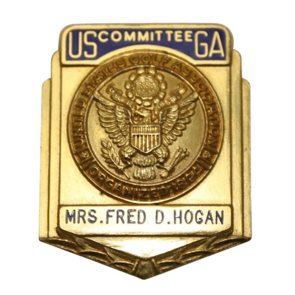 USGA Committee Badge Issued to Mrs. Fred D. Hogan - Circa 1940